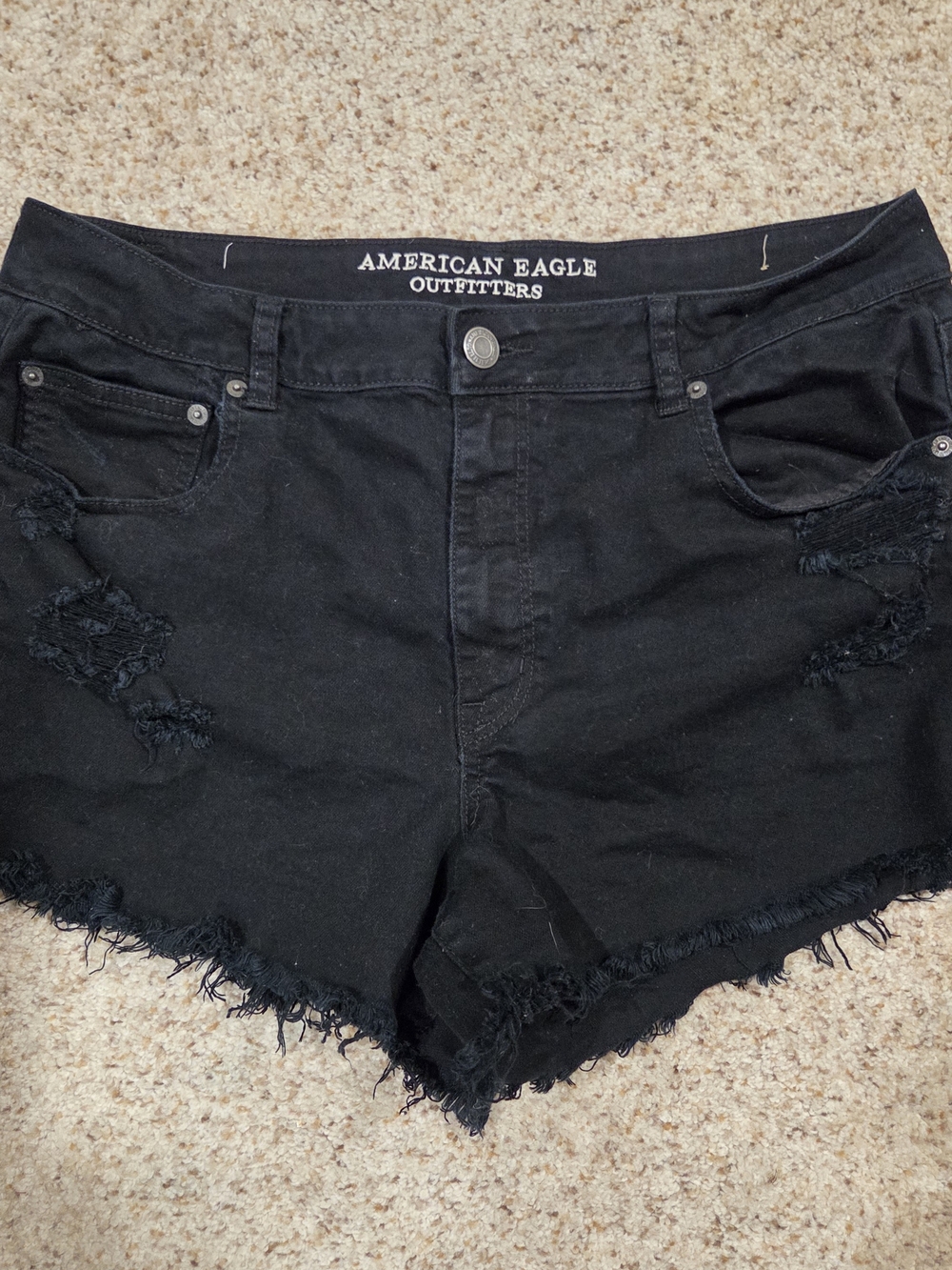American Eagle Outfitters Black Frayed Hem Distressed Jean Shorts